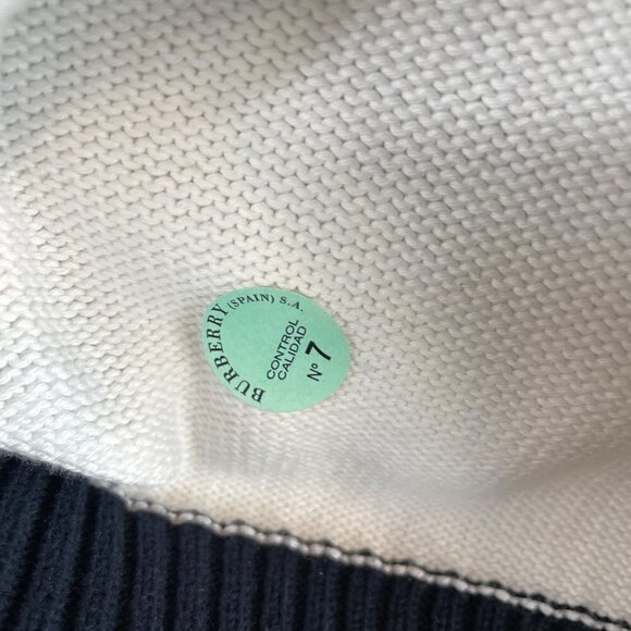 Burberry London B56 Cotton 1/4 Zip Striped Pullover Sweater Navy White Size L - Picture 7 of 11